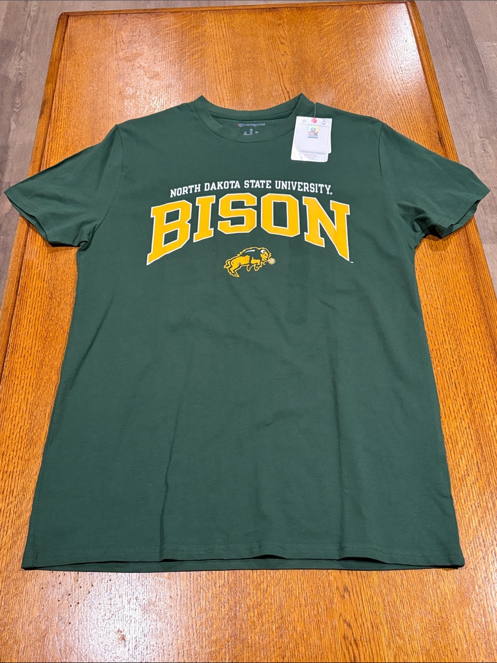 Champion Green and Yellow NDSU Bison Short Sleeve Tee